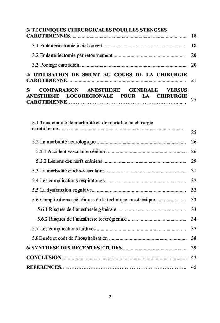 Anesthesie pour chirurgie de la carotide