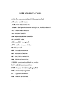 Anesthesie pour chirurgie de la carotide