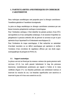 Anesthesie pour chirurgie de la carotide