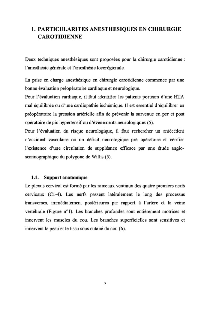 Anesthesie pour chirurgie de la carotide