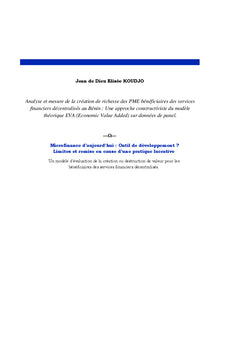 Microfinance: Limites et remise en cause d'une pratique lucrative.
