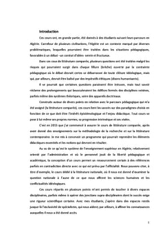 Cours de litterature comparee (Contexte algerien)