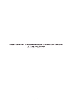 Aperçu syndromique des conflits intrapsychiques au quotidien