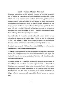 Guinée : Face aux défis de la démocratie