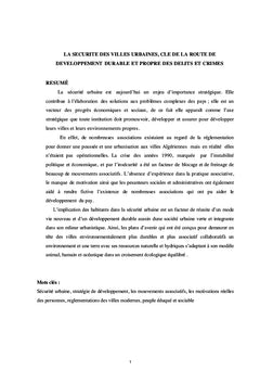 La sécurité des villes urbaines