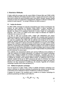 Evaluation de l'efficacite et efficience du systeme de Sante Rwandais