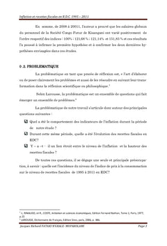 INFLATION ET RECETTES FISCALES EN REPUBLIQUE DEMOCRATIQUE DU CONGO