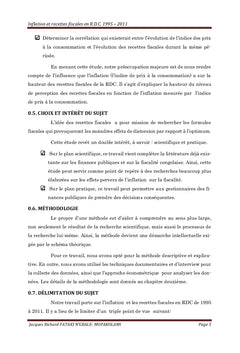 INFLATION ET RECETTES FISCALES EN REPUBLIQUE DEMOCRATIQUE DU CONGO