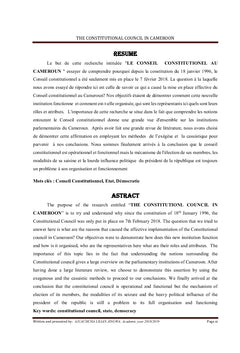 LE CONSEIL CONSTITUTIONNEL AU CAMEROUN