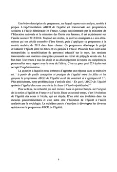 L'égalité des sexes à l'école élémentaire, exemple de l'ABCD de l'égalité