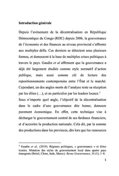 Gouvernance de l'économie et des finances provinciales: