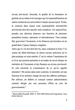 Gouvernance de l'économie et des finances provinciales: