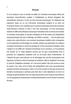 Extraversion et activite economique des pays de l'Afrique de l'ouest