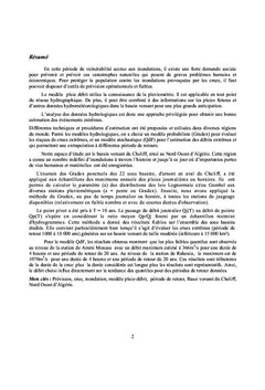 Etude des crues dans le bassin du Cheliff
