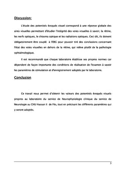 Elaboration des valeurs normales des potentiel evoques visuel