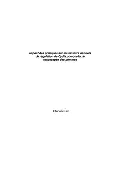 Impact des pratiques et du paysage sur la régulation du Carpocapse