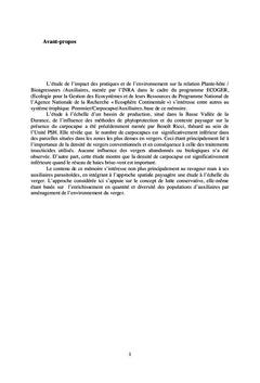 Impact des pratiques et du paysage sur la régulation du Carpocapse
