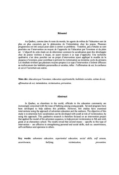 L'intervention éducative par l'approche de la nature et de l'aventure