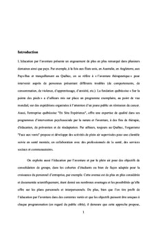 L'intervention éducative par l'approche de la nature et de l'aventure