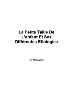 La Petite Taille de l'Enfant & ses Différentes Etiologies