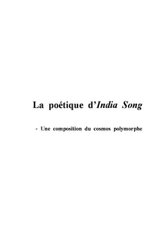 La poétique d'India Song