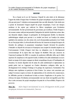 Les etudes d'impact et l'evaluation des projets energetiques