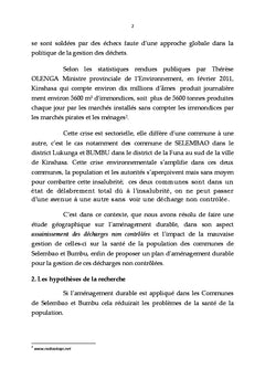 Proposition d'un plan d'amenagement durablede Selembao et Bumbu