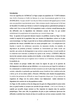 Determinants de la mendicite des adultes dans la Capitale du Niger