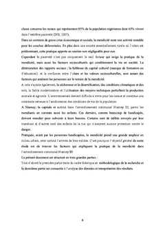 Determinants de la mendicite des adultes dans la Capitale du Niger