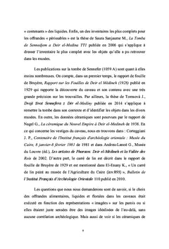 Les offrandes dans trois tombes de la nécropole de Deir el-Médina