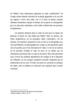 Les offrandes dans trois tombes de la nécropole de Deir el-Médina