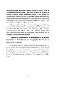 Cartographie des risques en santé: vers un consensus national?