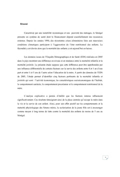 Education de la mere et mortalite des enfants au Senegal