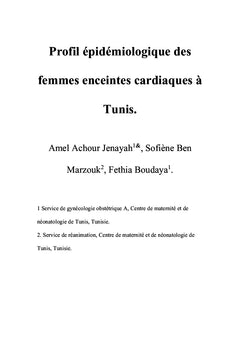 Profil epidemiologique des femmes enceintes cardiaques A Tunis
