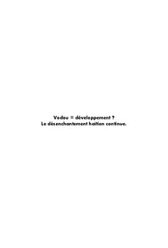 Vodou = Developpement? Le desenchantement haïtien continue