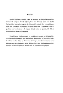 Heritabilite resistance A la rayure chez l'orge de printemps