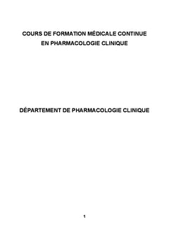 Cours de Formation Médicale Continue en Pharmacologie Clinique 2