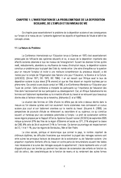 Deperdition Scolaire, emploi et Niveau de Vie A Abidjan