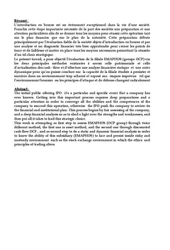 Evaluation et Analyse financiere dans une perspective IPO:eMAPHOS