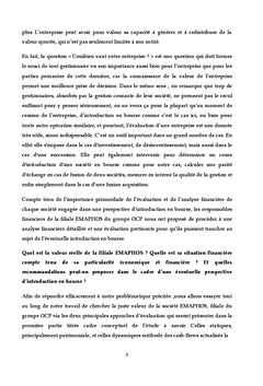 Evaluation et Analyse financiere dans une perspective IPO:eMAPHOS