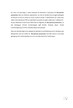 Mycoplasma pneumoniae: Infection et resistance aux tetracyclines
