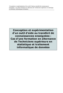 Outil d'aide au transfert de connaissances enseignées
