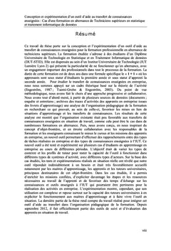 Outil d'aide au transfert de connaissances enseignées