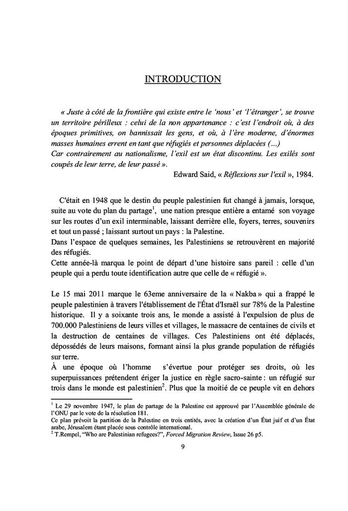 Le « droit au retour » des refugies palestiniens