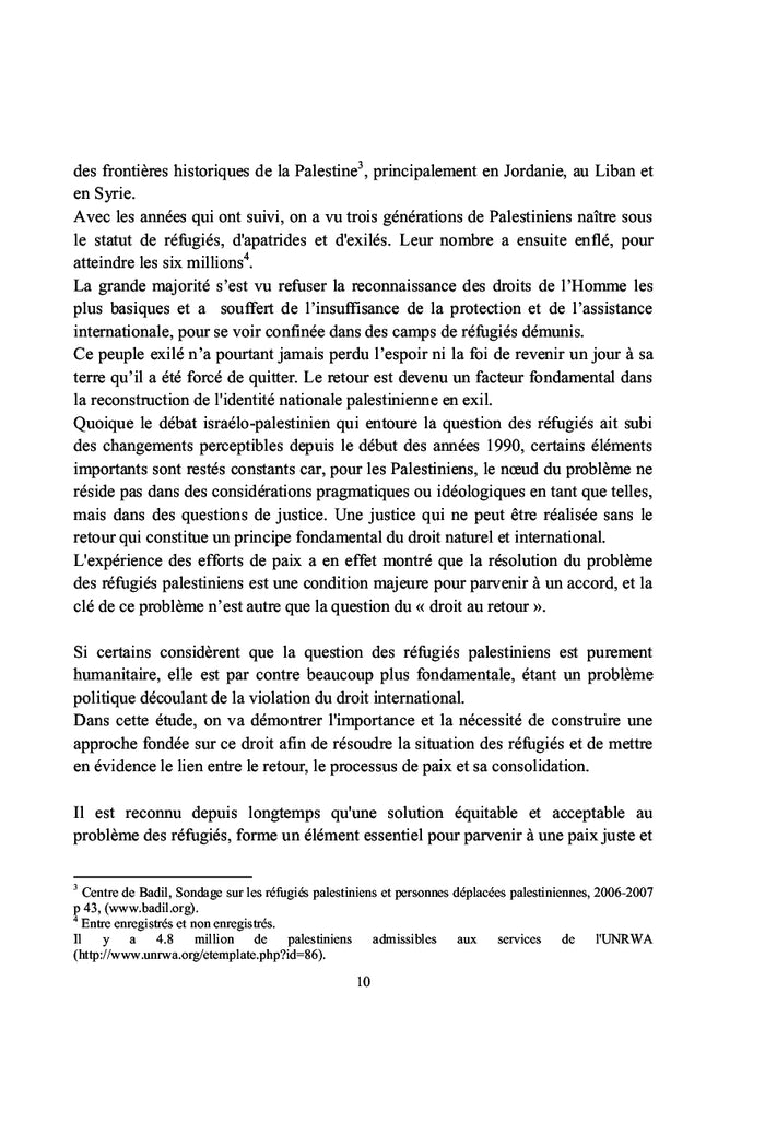 Le « droit au retour » des refugies palestiniens