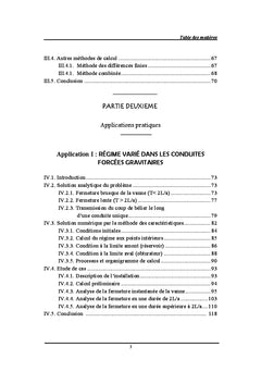 Simulation numerique du phenomene transitoire du coup de belier