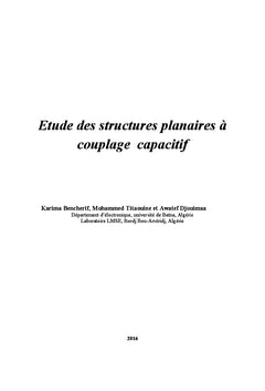 Etude des structures planaires à couplage capacitif