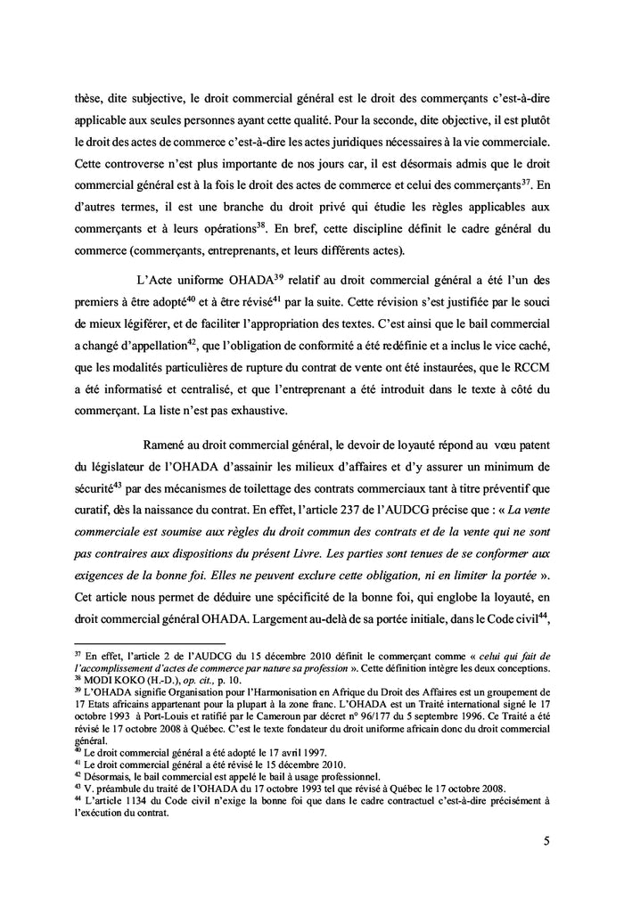 Le devoir de loyauté en droit commercial général OHADA