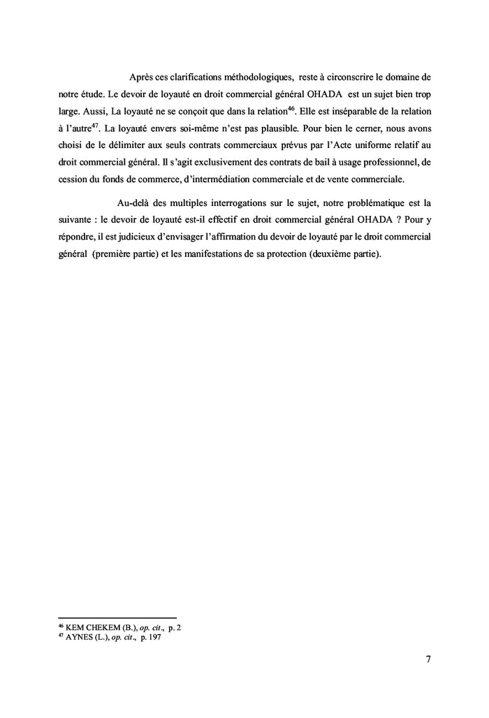 Le devoir de loyauté en droit commercial général OHADA