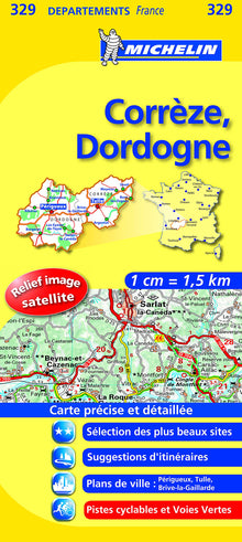 Carte DÉPARTEMENTS Corrèze, Dordogne, N°329